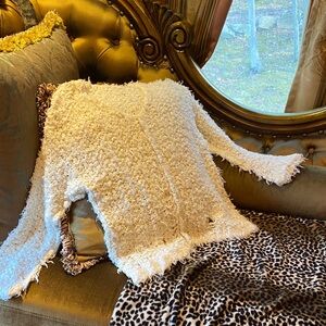 Free People Boho Distressed Holey Chunky Summer Knit V neck Sweater